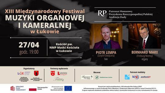 2. koncert XIII Międzynarodowego Festiwalu Muzyki Organowej i Kameralnej w Łukowie /27.04.25