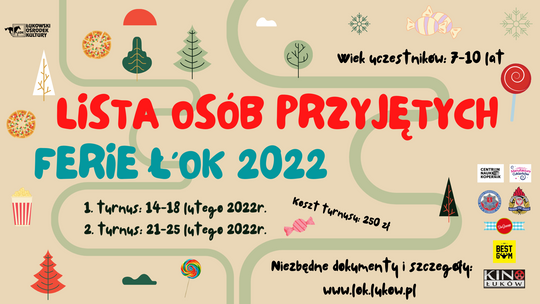 Ferie Zimowe Ł'OK 2022: Lista przyjętych na ferie