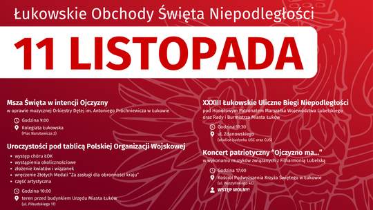 Łuków uczci Narodowe Święto Niepodległości