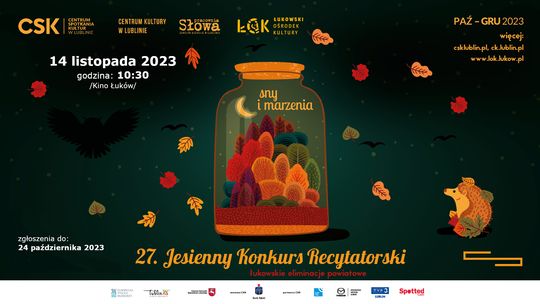 Łukowskie eliminacje powiatowe: 27. Jesienny Konkurs Recytatorski /zgłoszenia do: 24.10.23