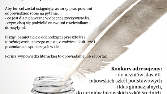 Miejski Konkurs Literacki „WAŻNE SPRAWY…” pod patronatem Burmistrza Łukowa