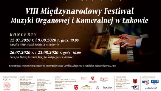 Program VIII Międzynarodowego Festiwalu Muzyki Organowej i Kameralnej w Łukowie