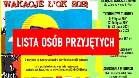 Wakacje Ł'OK 2021 [LISTA OSÓB JUŻ PRZYJĘTYCH]