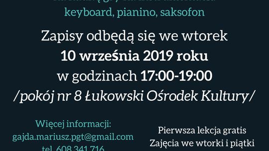 Zapisy na naukę gry na instrumentach: saksofon, pianino i keyboard w ŁOK /10 września 2019