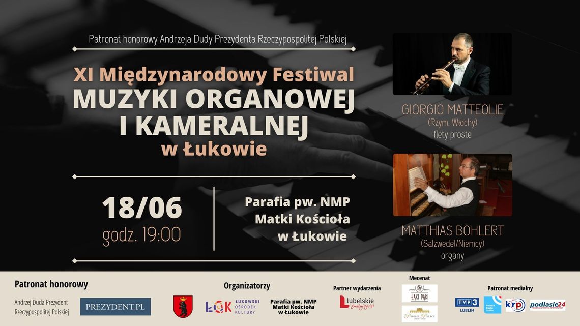 2. koncert XI Międzynarodowego Festiwalu Muzyki Organowej i Kameralnej w Łukowie /18.06.23