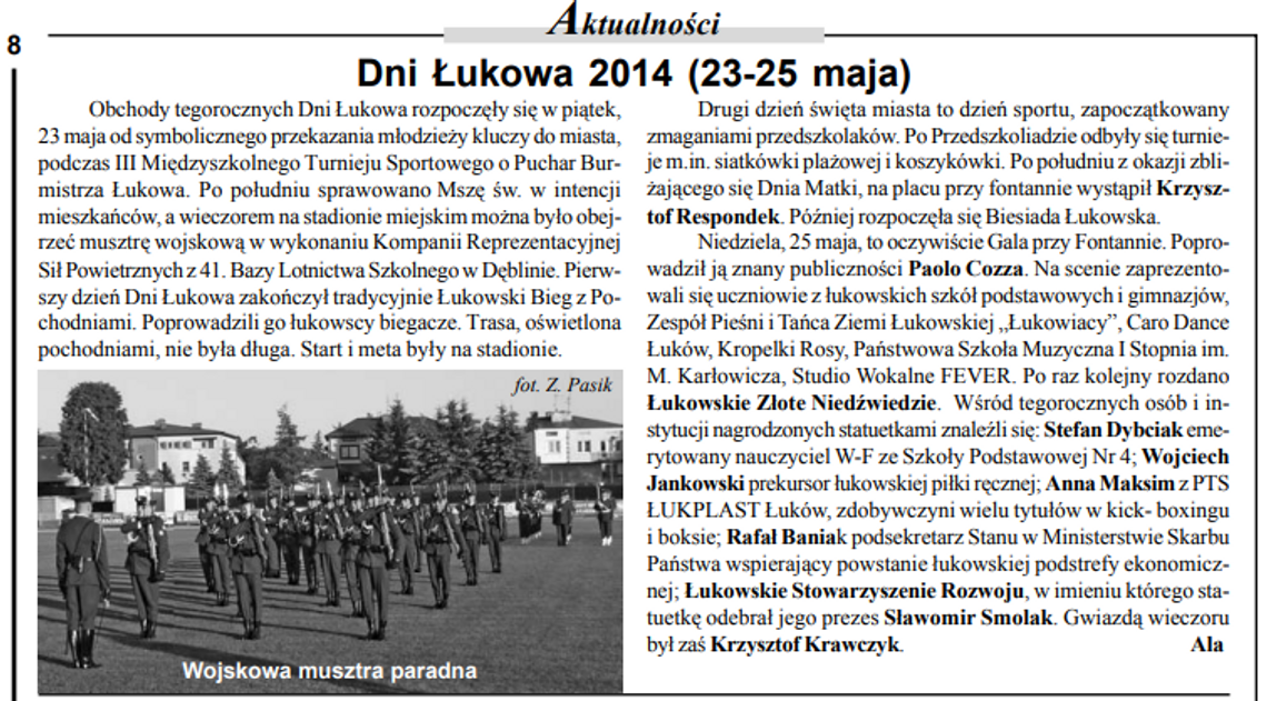 Dnia Łukowa 2014 w prasie...