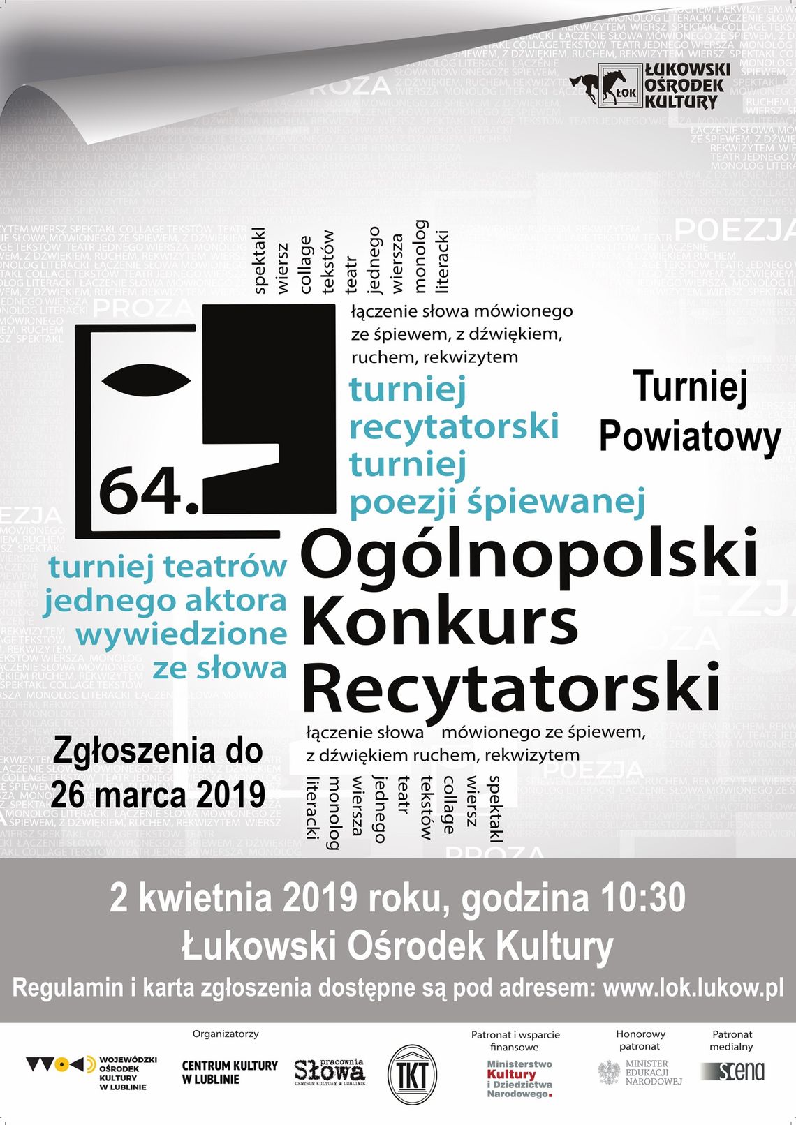 Eliminacje powiatowe 64. Ogólnopolskiego Konkursu Recytatorskiego /zgłoszenia do: 26 marca 2019