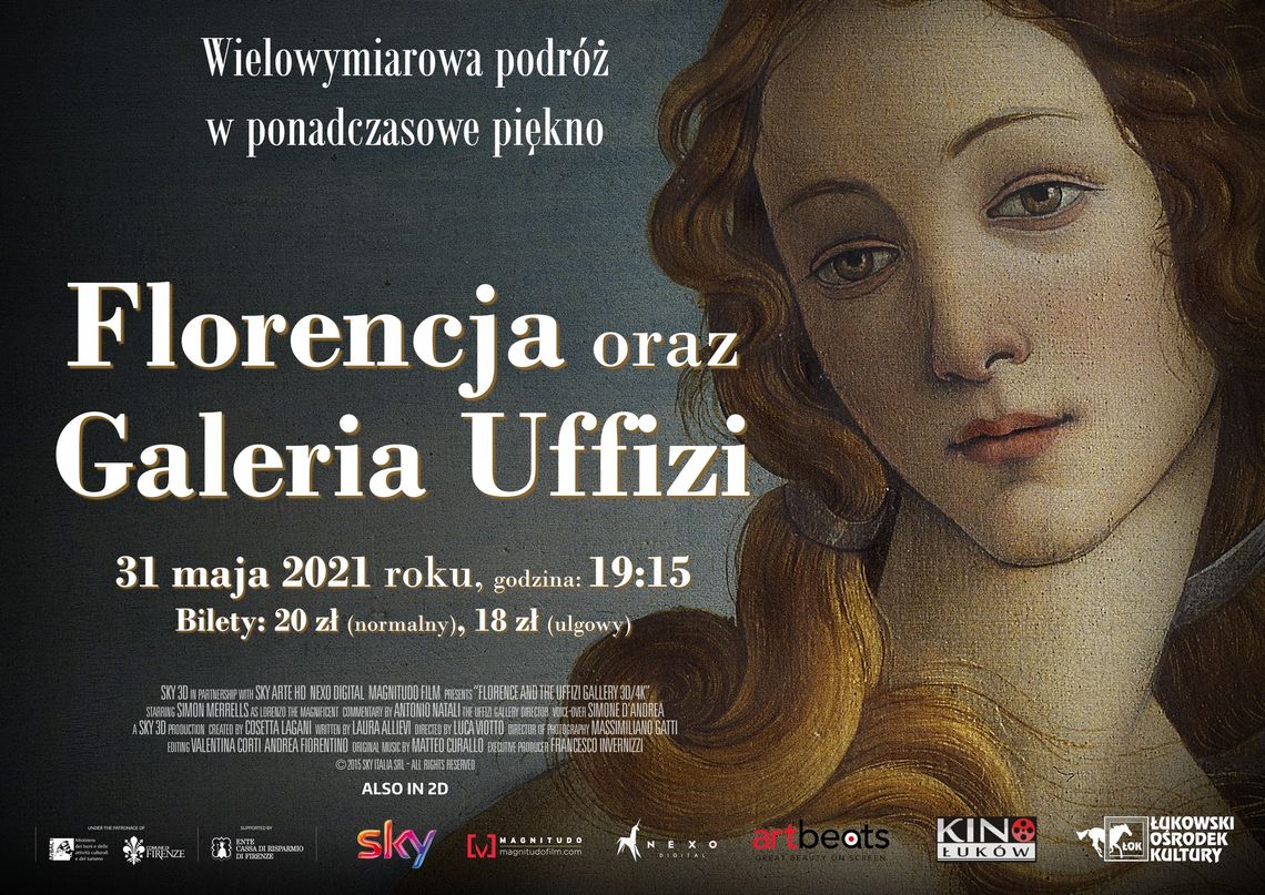 "Florencja oraz Galeria Uffizi" z cyklu "Art Beats– Wielka Sztuka w Kinie" w Kinie Łuków /31 maja 2021