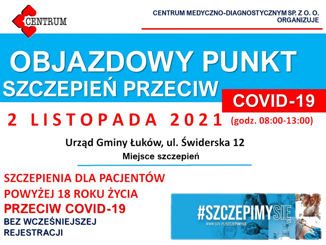 Gmina Łuków: Akcja szczepień przeciw COVID-19 /2 listopada 2021