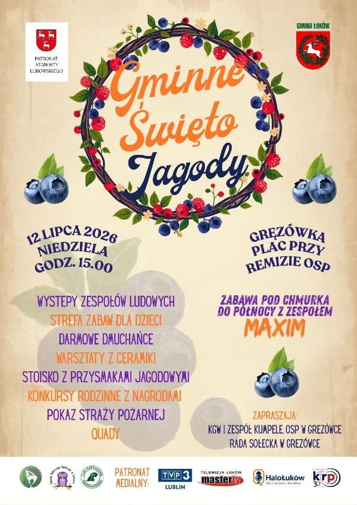 Gminne Święto Jagody w Gręzówce /12.07.26 Gminne Święto Jagody w Gręzówce /12.07.26