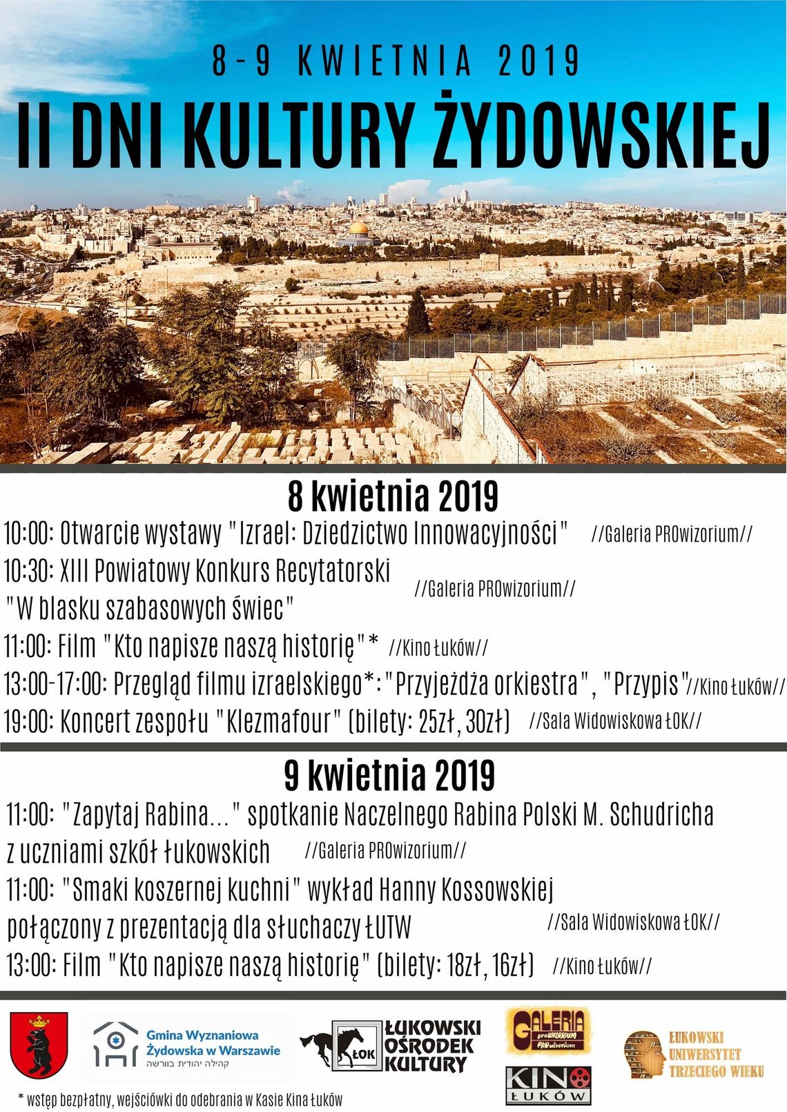 II Dni Kultury Żydowskiej w Łukowie /8-9 kwietnia 2019