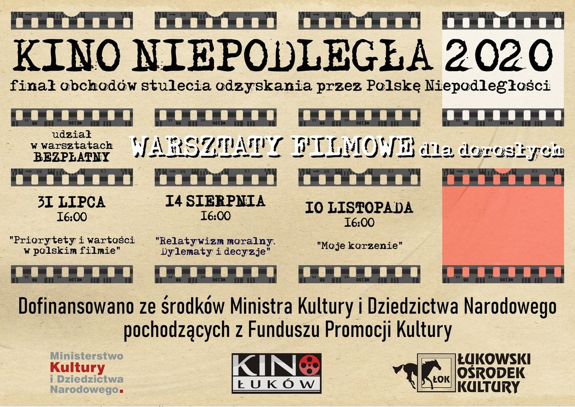 "Kino Niepodległa 2020"- warsztaty filmowe dla młodzieży i dorosłych