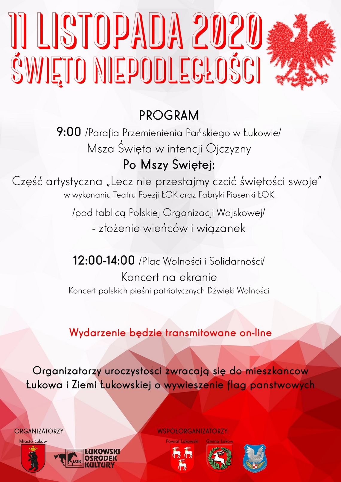 Obchody Narodowego Święta Niepodległości w Łukowie /11 listopada 2020