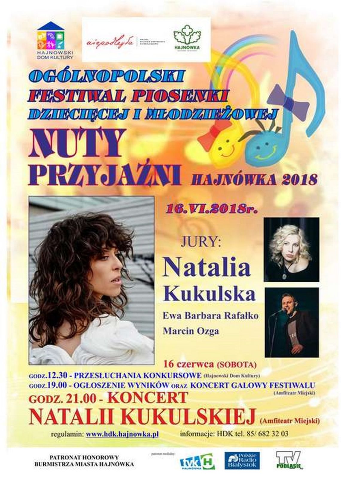  Ogólnopolskiego Festiwalu Piosenki Dziecięcej i Młodzieżowej NUTY PRZYJAŹNI Hajnówka 2018