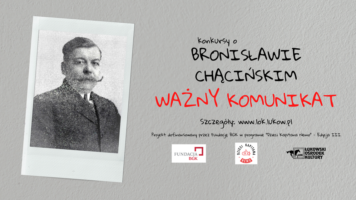 Prośba o odbiór nagród za konkursy o B. Chącińskim
