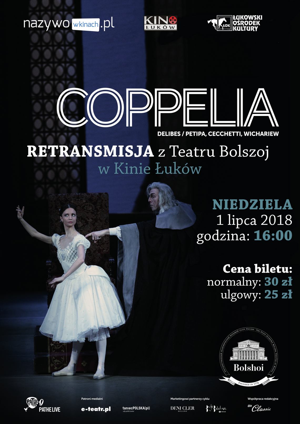 Retransmisja przedstawienia baletowego "Coppelia" z Teatru Bolszoj w Moskwie w Kinie Łuków