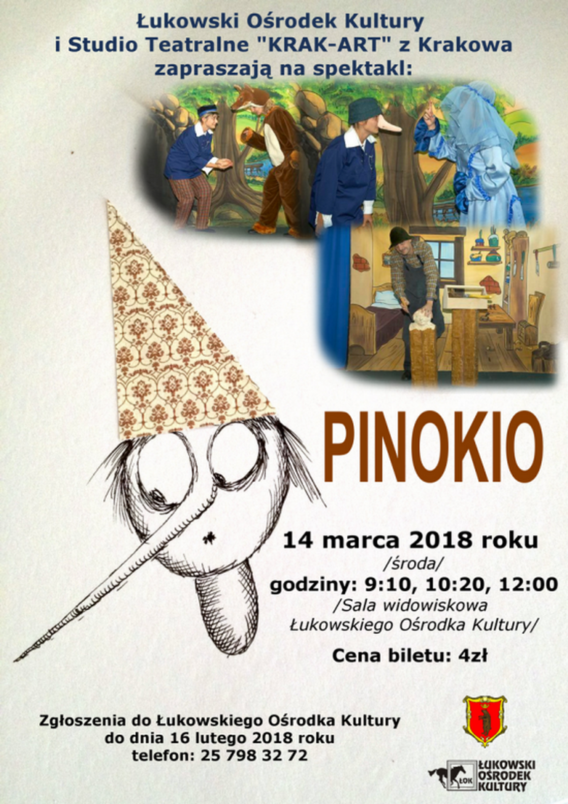 Spektakl teatralny „Pinokio" w Łukowskim Ośrodku Kultury