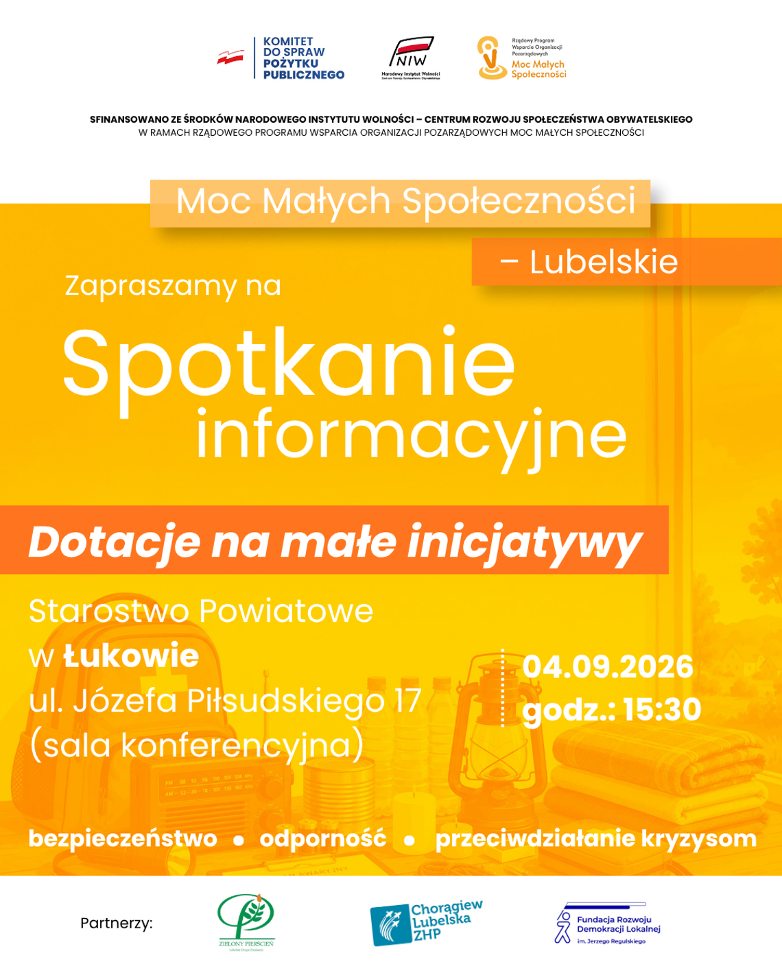 Spotkanie informacyjne o programie „Moc Małych Społeczności Lubelskie 2026” /4.09.26 Spotkanie informacyjne o programie „Moc Małych Społeczności Lubelskie 2026” /4.09.26
