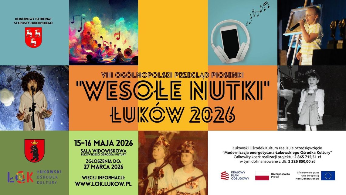 VIII Ogólnopolski Przegląd Piosenki  „WESOŁE NUTKI” Łuków 2026  /zgłoszenia do: 27.03.26