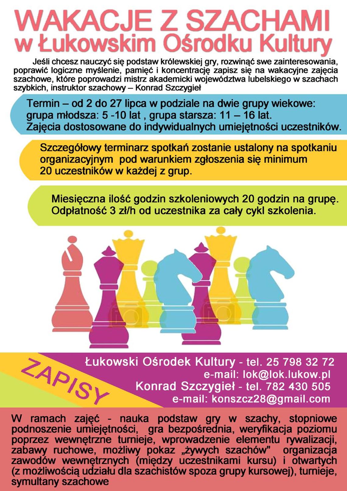 „Wakacje z szachami w Łukowskim Ośrodku Kultury”