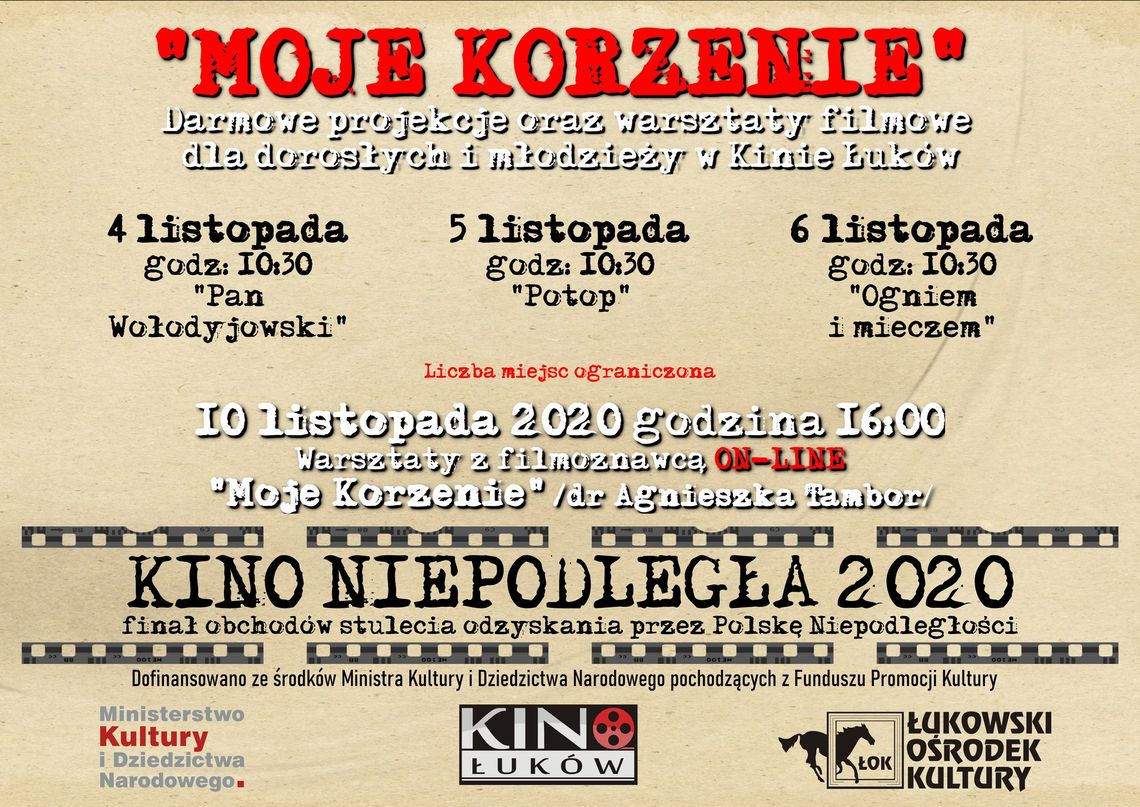 Warsztaty filmowe "Moje korzenie" Kino Niepodległa 2020 /4-10 listopada 2020