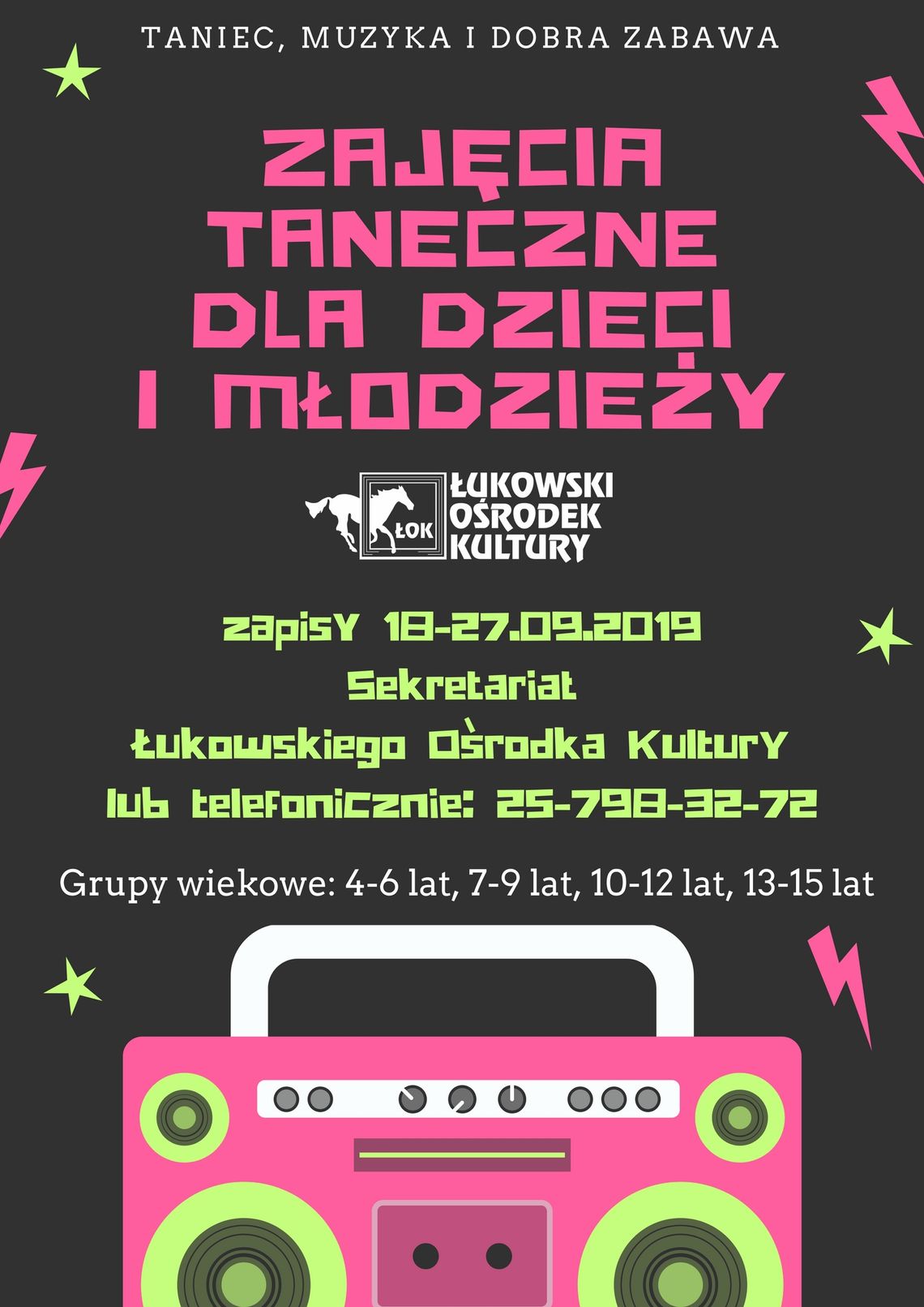 Zajęcia taneczne w Łukowskim Ośrodku Kultury /zapisy 18-27 września 2019