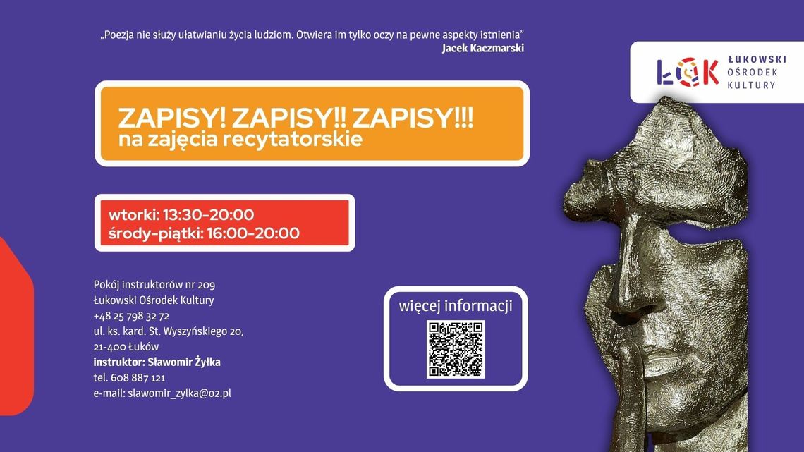 Zapisy na zajęcia recytatorskie i teatralne 23/24