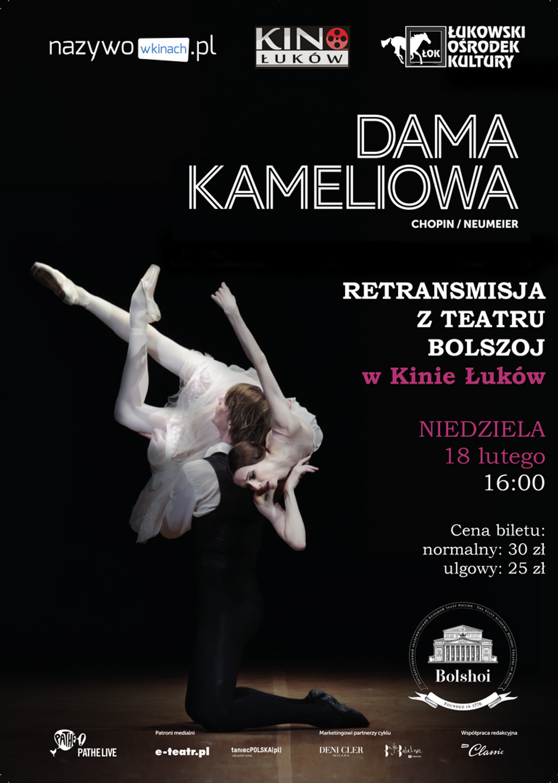 "Dama Kameliowa"- Retransmisja spektaklu baletowego z Teatru Bolszoj w Kinie Łuków