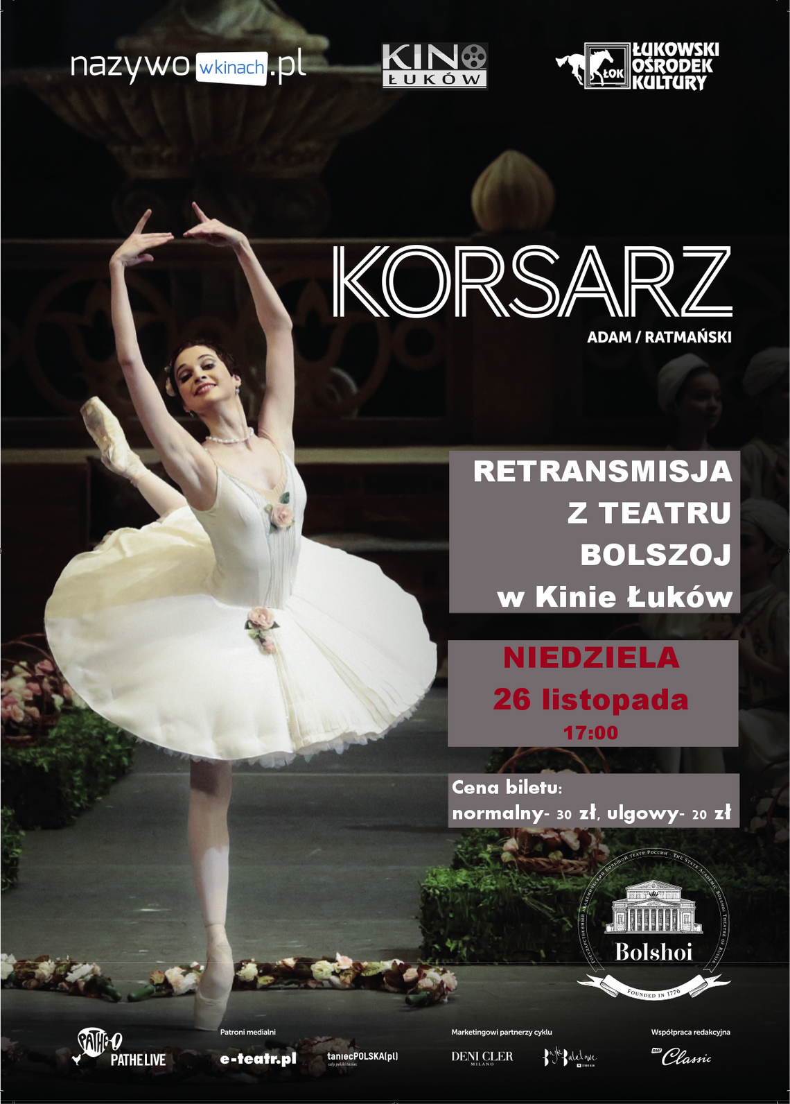 "KORSARZ"- Retransmisja spektaklu baletowego z Teatru Bolszoj w Kinie Łuków