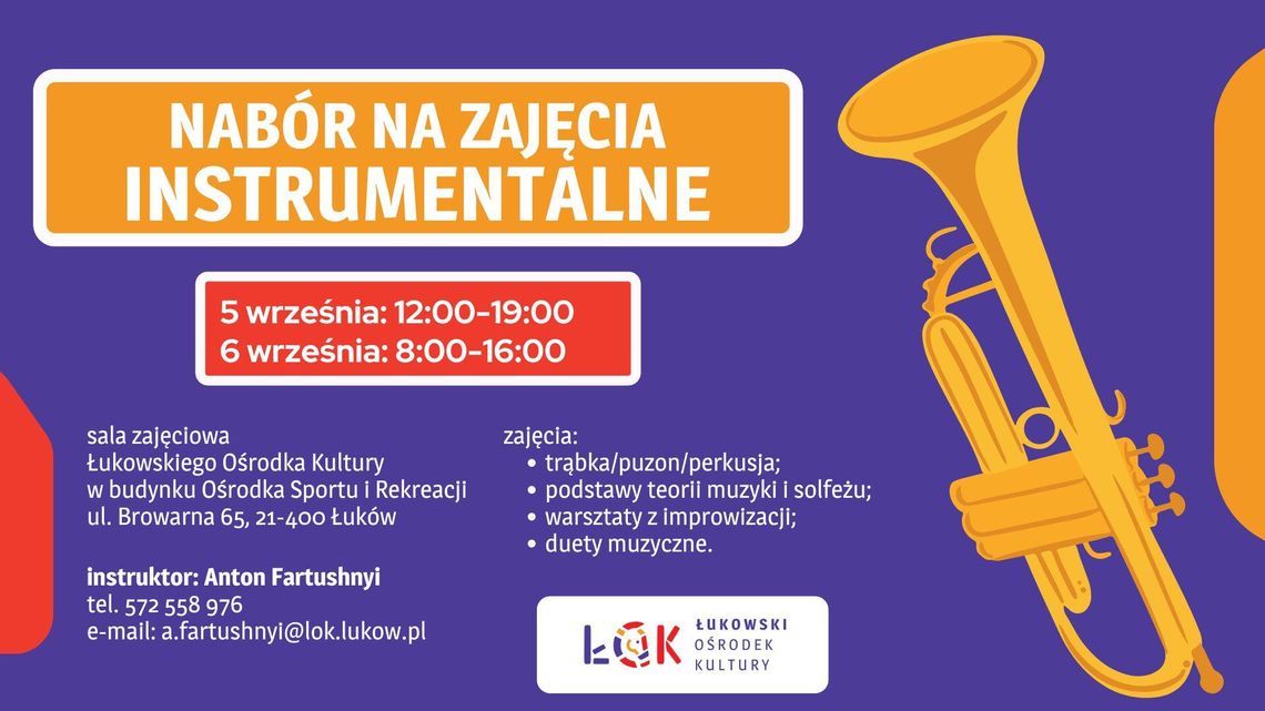 Nabór na zajęcia instrumentalne Nabór na zajęcia instrumentalne
