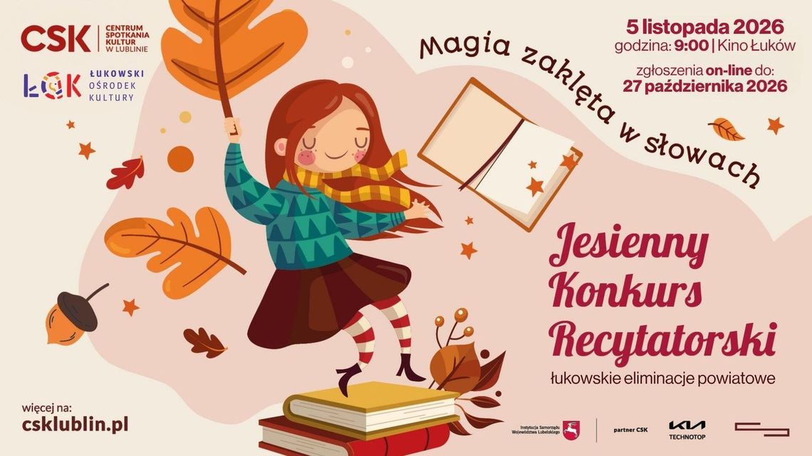 ZGŁOSZENIA Eliminacje powiatowe 30. Jesiennego Konkursu Recytatorskiego